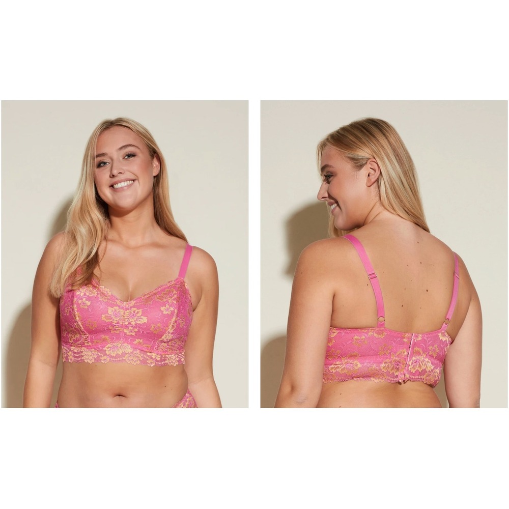 Cosabella Savona Longline Bralette Rani Pink Gold Floral Lace SAVON1382P 3X NEW